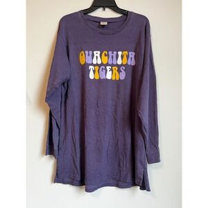 Ouachita Tigers Purple Long Sleeve‎ T-Shirt Women's XL Graphic Tee Top
